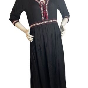 Cost Plus World Market Black and Red Long Sleeve Dress